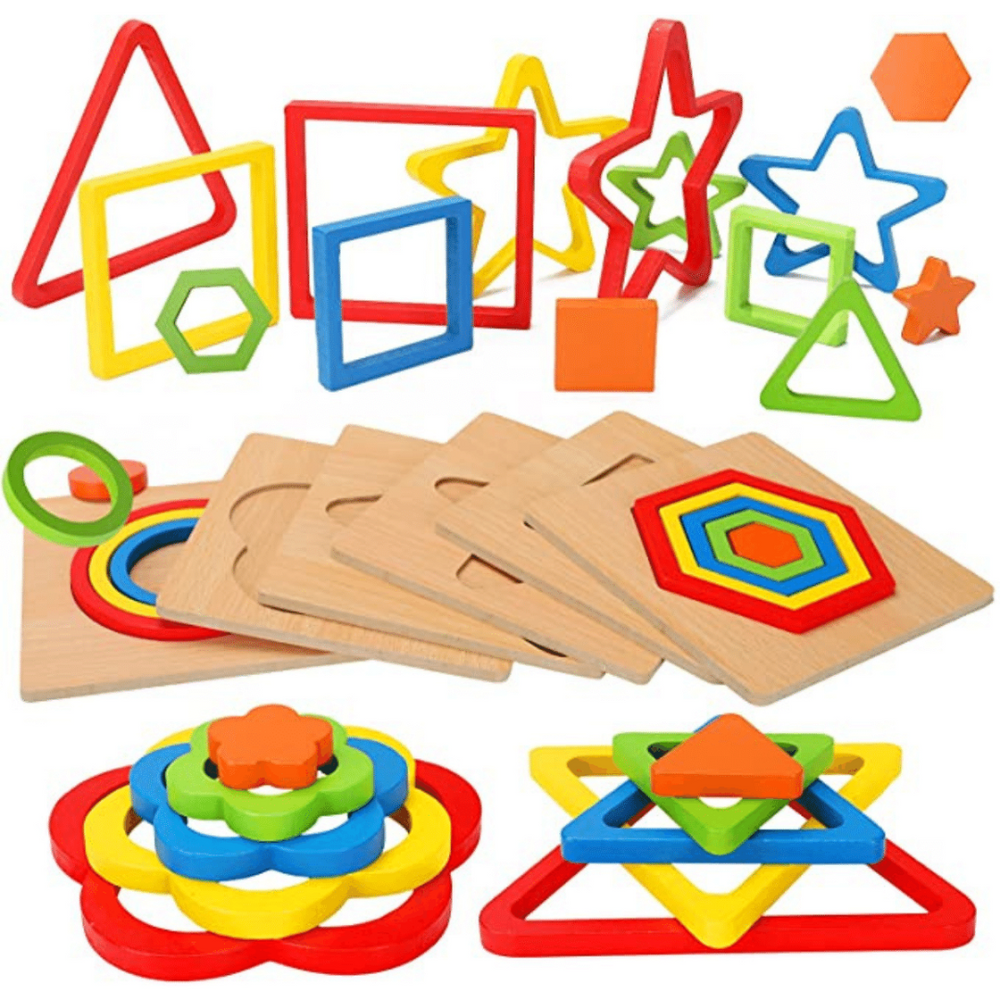 FormaSmart Houten Vormenpuzzel voor Peuters - Educatief Montessori Speelgoed voor Fijne Motoriek & Logisch Denken