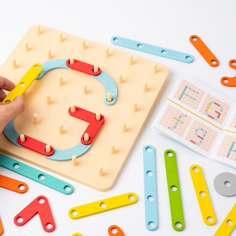 CreatiBoard Montessori Puzzelbord voor Kinderen – Educatief Houten Speelgoed voor Creativiteit en Vaardigheden