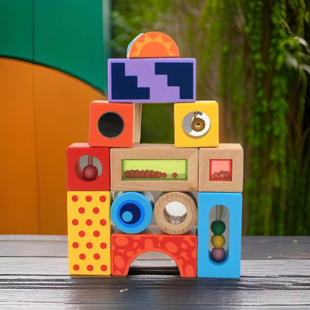 Houten Stapelblokken voor Baby Peuter Kleuter – Educatief Speelgoed voor Creatief Bouwen +1 Jaar