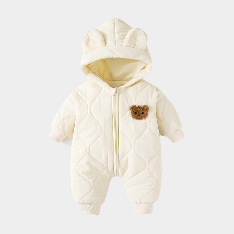 Onesie Met Berenoren - Accra Unisex, Beige/Groen/Koffie, Katoen, Maat 6-18 Maanden-More For Mini