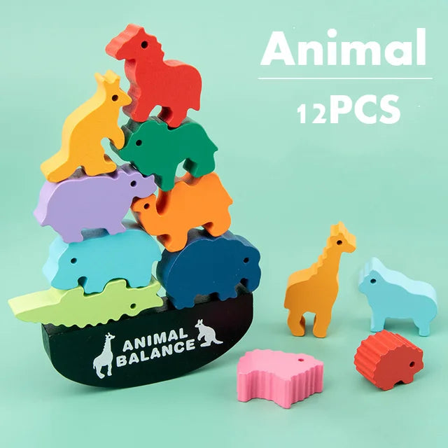 Montessori Dieren Stapelen – Creatief Evenwichtsspel, Hout, Educatief, Fijne Motoriek, 2+ Jaar-More For Mini