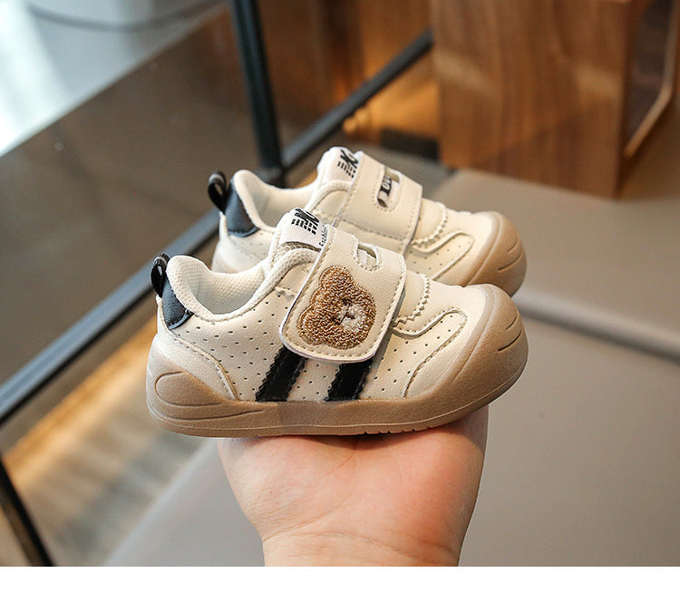 Sneaker met Klittenband - Beer Unisex, Khaki/Zwart/Rood, Maat 16-25-More For Mini