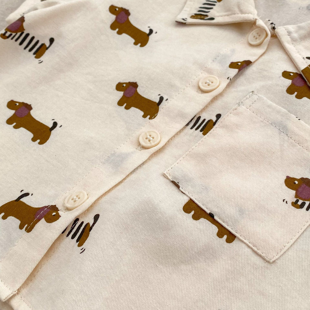 Mini Moments Zomerset Baby – Shirt & Short van Katoen met Print | Maison Minou | Teckel of Tekst | Maat 0–4 Jaar