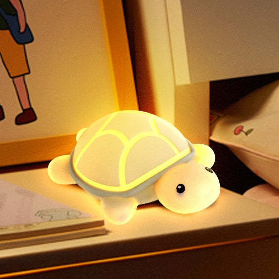 Schildpad nachtlampje siliconen oplaadbaar – tikbediening, 7 kleuren, 30-min timer | LED bedlampje