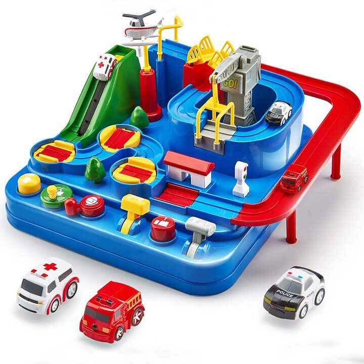 Auto Speelbaan Kind – 2-in-1 Interactieve Racebaan met Obstakels & Voertuigen (3+)