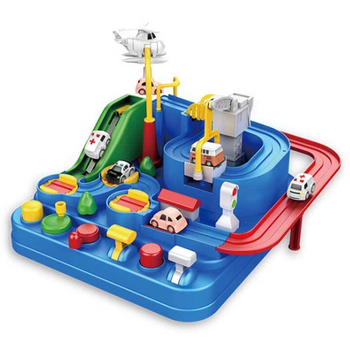 Auto Speelbaan Kind – 2-in-1 Interactieve Racebaan met Obstakels & Voertuigen (3+)