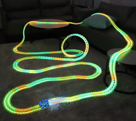 FunDrive FlexiTrack – Magnetische Autoracebaan voor Kinderen, Flexibele Circuits, Lichtfunctie & Educatief Speelplezier