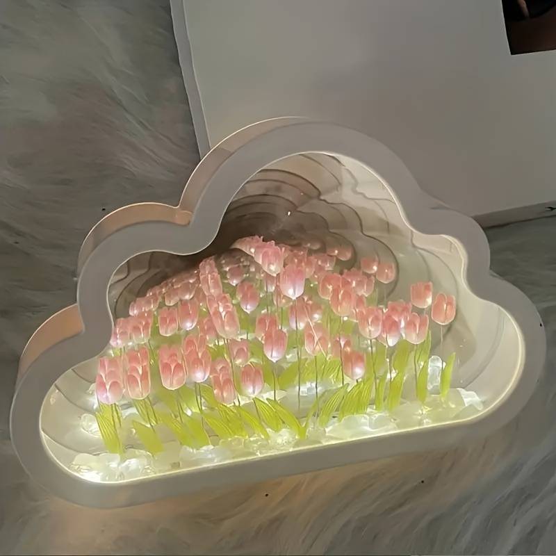 Cloud Tulip Nachtlampje – Sfeervol Tulpenlicht voor Kinderkamer & Woonkamer, Rustgevende LED Decoratie