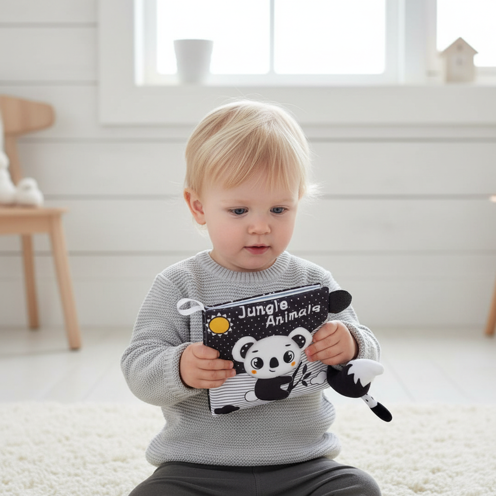 Baby’s Eerste Zwart-Wit Dierenboek – Stimuleer Zintuigen & Motoriek