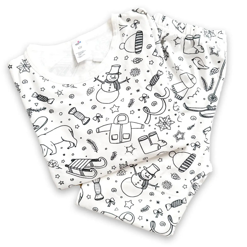 Inkleurbare Kinderpyjama – Personaliseerbare, Zachte en Ademende Pyjama voor Creatieve Kids