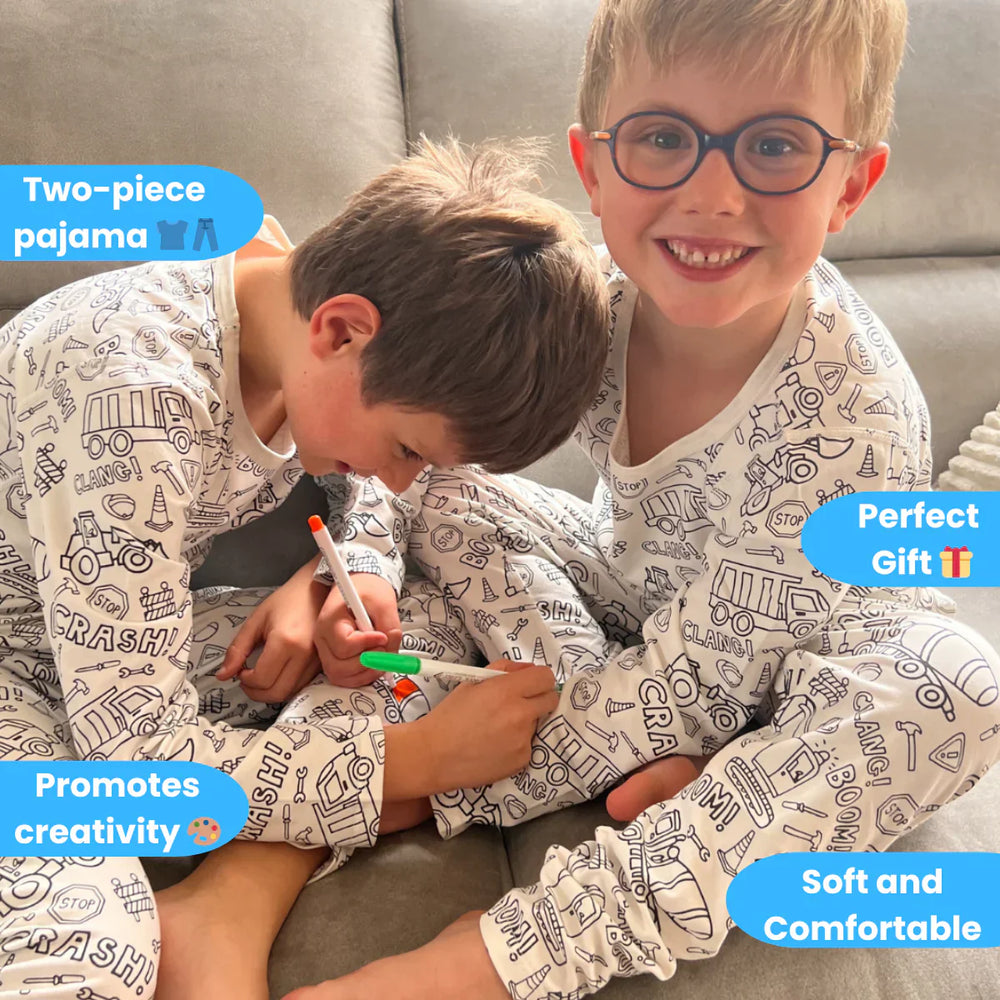 Inkleurbare Kinderpyjama – Personaliseerbare Slaapset van Zacht, Ademend Materiaal