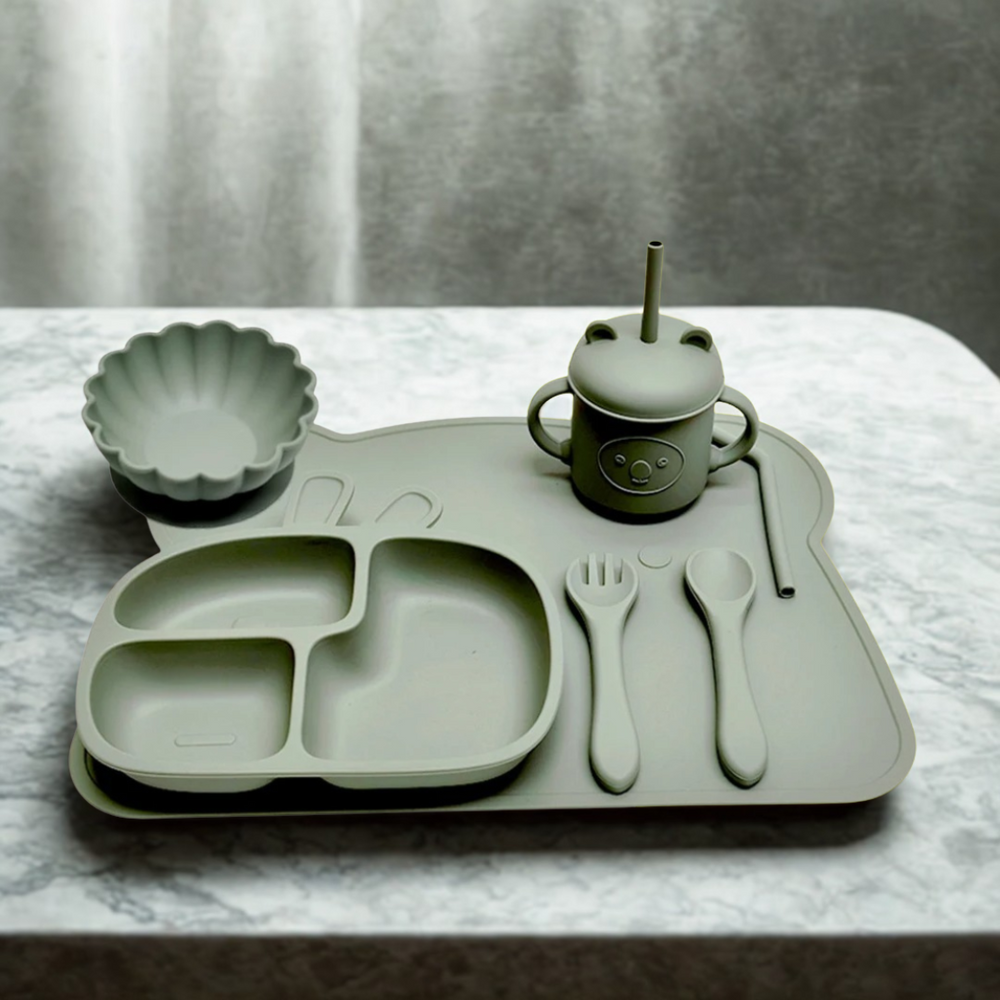 EasyBite Kinder Eetset – Zuignap Bord & Bestek voor Zelfstandig Eten Zonder Morsen