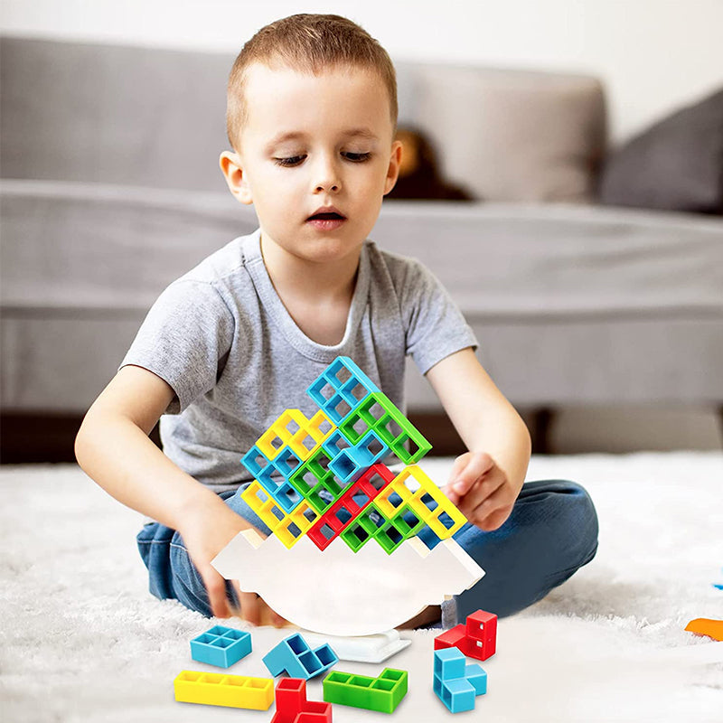 Balans Stapelspel voor Kinderen en Gezinnen – Tetris Stijl Behendigheidsspel met Bouwstukken