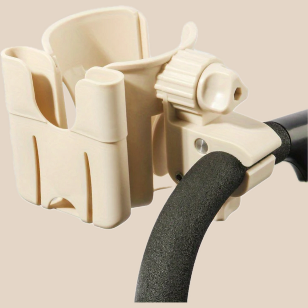 Telefoon- en Bekerhouder Kinderwagen -  Addis Universeel, Zwart/Beige/Roze/Geel, Kunststof