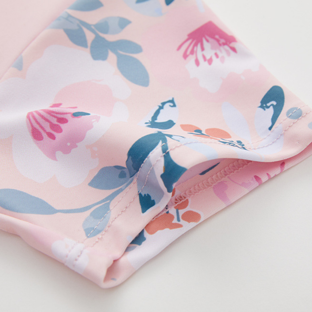 Zwemjurk met rits voor meisjes – korte mouwen, rokje, bloemenprint | badpak kind