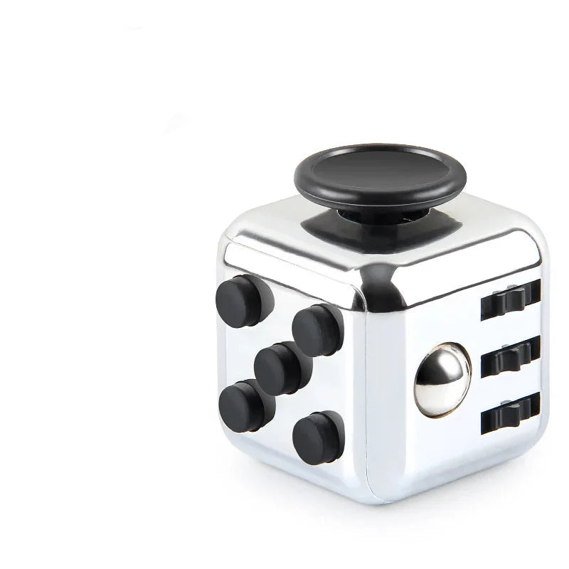 Fidget cube met 6 tactiele zijden – stille klikknoppen, stalen rolbal, zakformaat | fidgetkubus