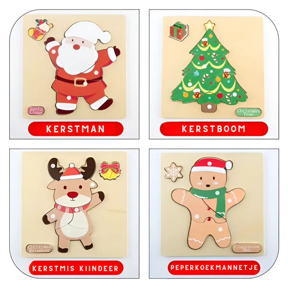 Christmas Puzzle Houten Kerstpuzzels – Educatief Speelgoed voor Peuters & Kleuters
