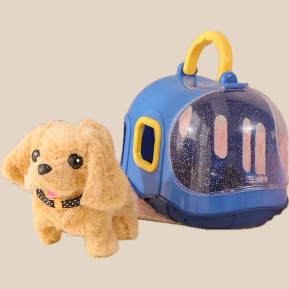 Huisdier Verzorg Set – Kinder Speelgoed voor Dierenliefhebbers met Pluchen Huisdier, Draagbare Reismand, Accessoires (Borstel, Kam, Bot, Poopschepje, 3+ Jaar)