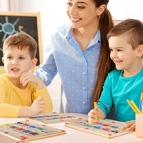 Magnetisch Houten Doolhof voor Kinderen – Leerzaam Kleur- en Telspel voor Peuters en Kleuters