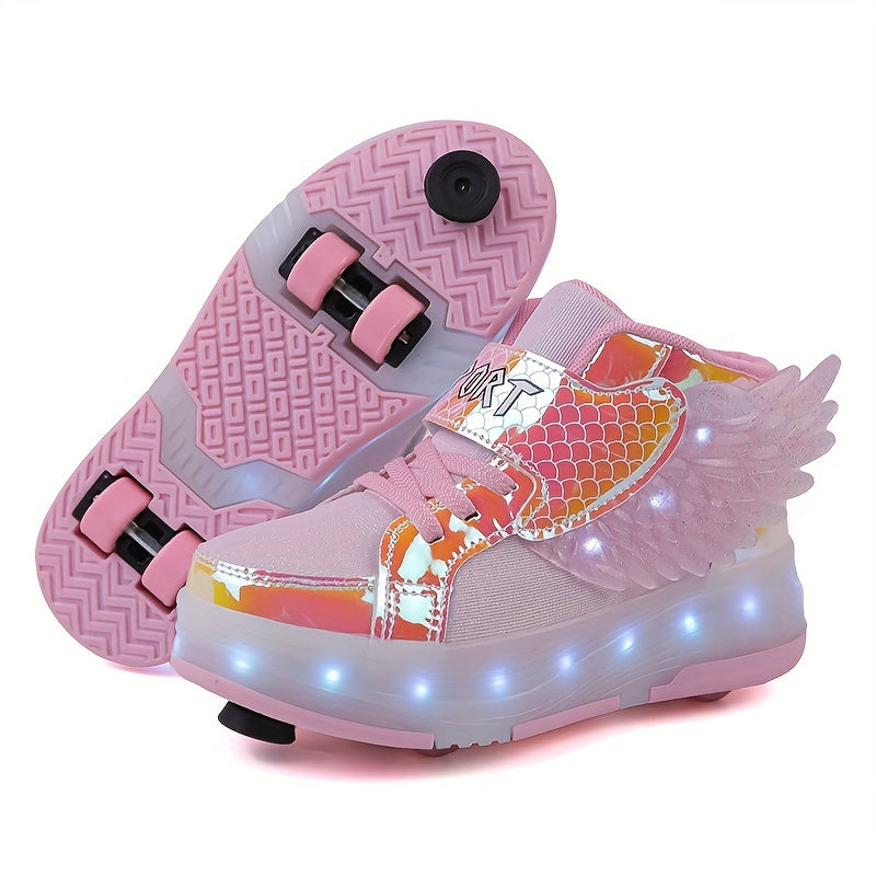 GlowSkate LED Rolschaats Sneakers met Vleugels – Meisjes | Maat 29-37