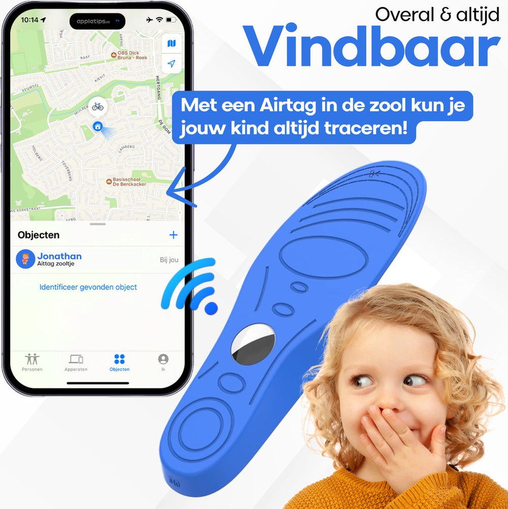 Kind Inlegzool met AirTag Houder – Comfort & Discreet (4–10 Jaar)