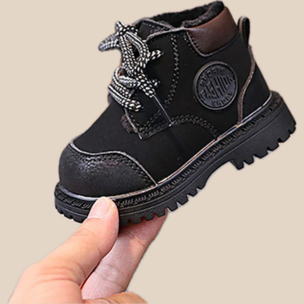 Schoen met wol - Lisi Unisex, Zwart/Bruin, Leer, Maat 16-20