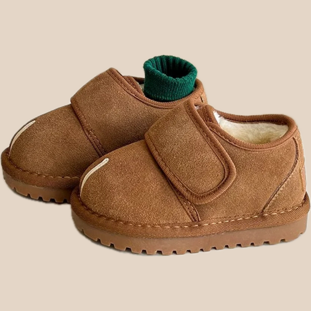 Warme Klittenbandschoenen voor Kinderen – Comfortabel & Antislip, Bruin/Beige/Zwart