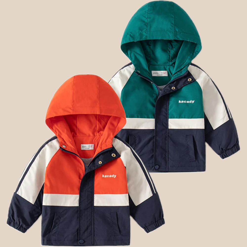 Regenjas - Thim Jongens, Groen/Oranje/Blauw, Polyester, Maat 2-8 Jaar