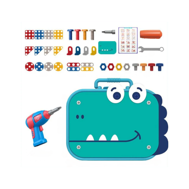 Montessori gereedschapsset met puzzels 351 stuks – speelboormachine, opbergdoos | bouwspeelgoed