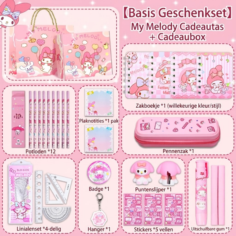 Schoolspullen-cadeauset voor kinderen met koffer