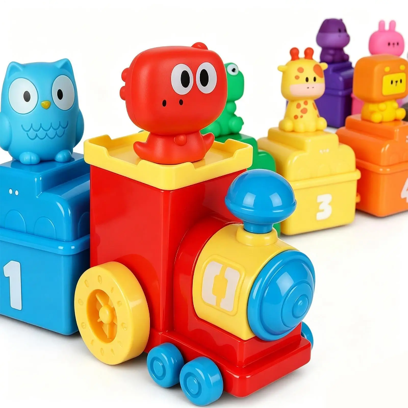 Educatieve Dieren-Trein met Cijfers – Montessori Speelset met Vingerpopjes