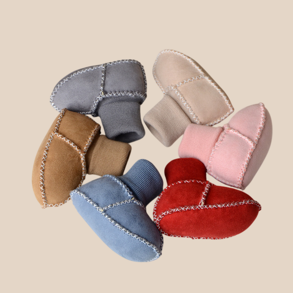 Babyslofjes – CuddleToes Unisex, Bruin/Grijs/Beige/Roze/Rood/Blauw, Suède, Maat 0-12 Maanden