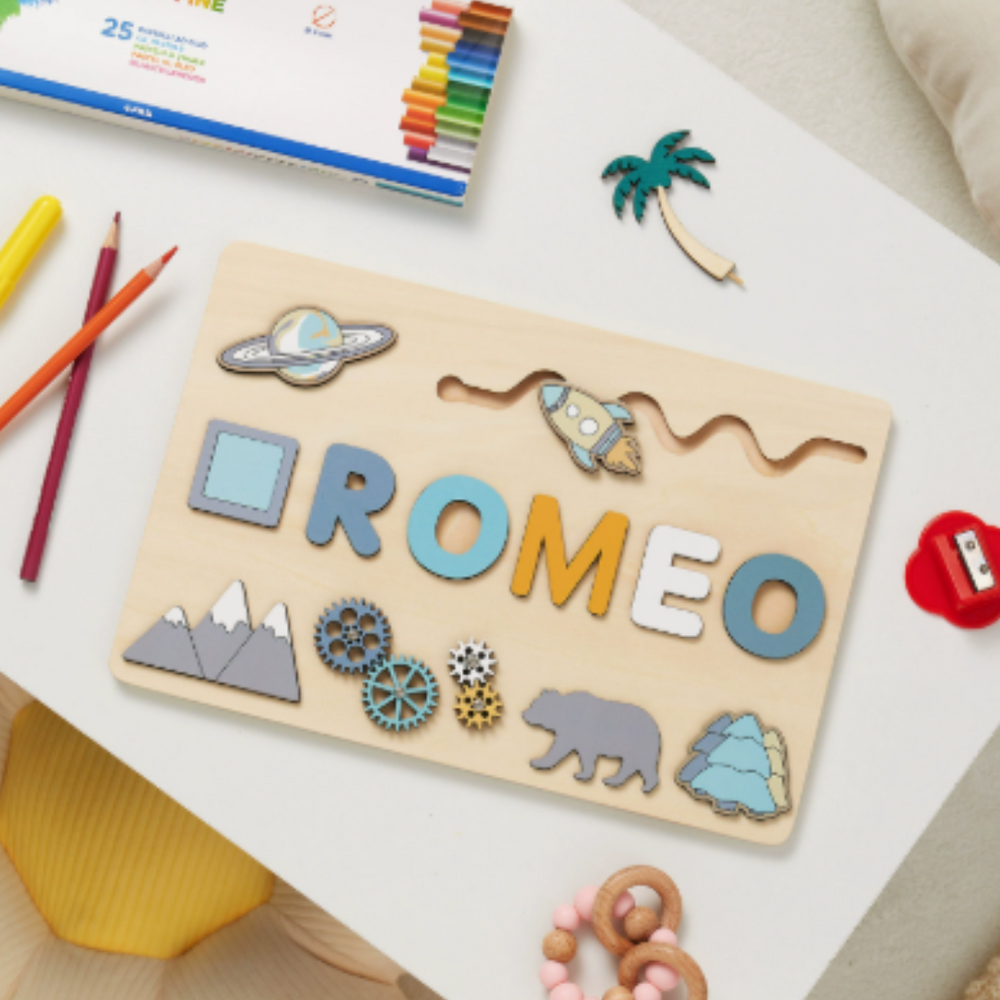 Gepersonaliseerde Houten Naam Puzzel – Educatief Cadeau Kind