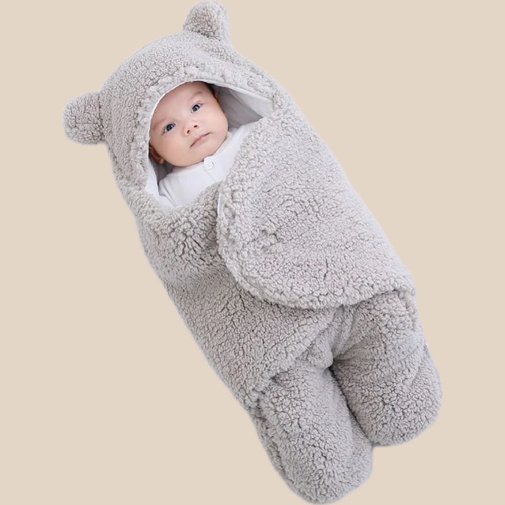 Wikkeldeken met Berenoortjes – Baby, Beige/Blauw/Roze/Wit, Fleece, Katoen