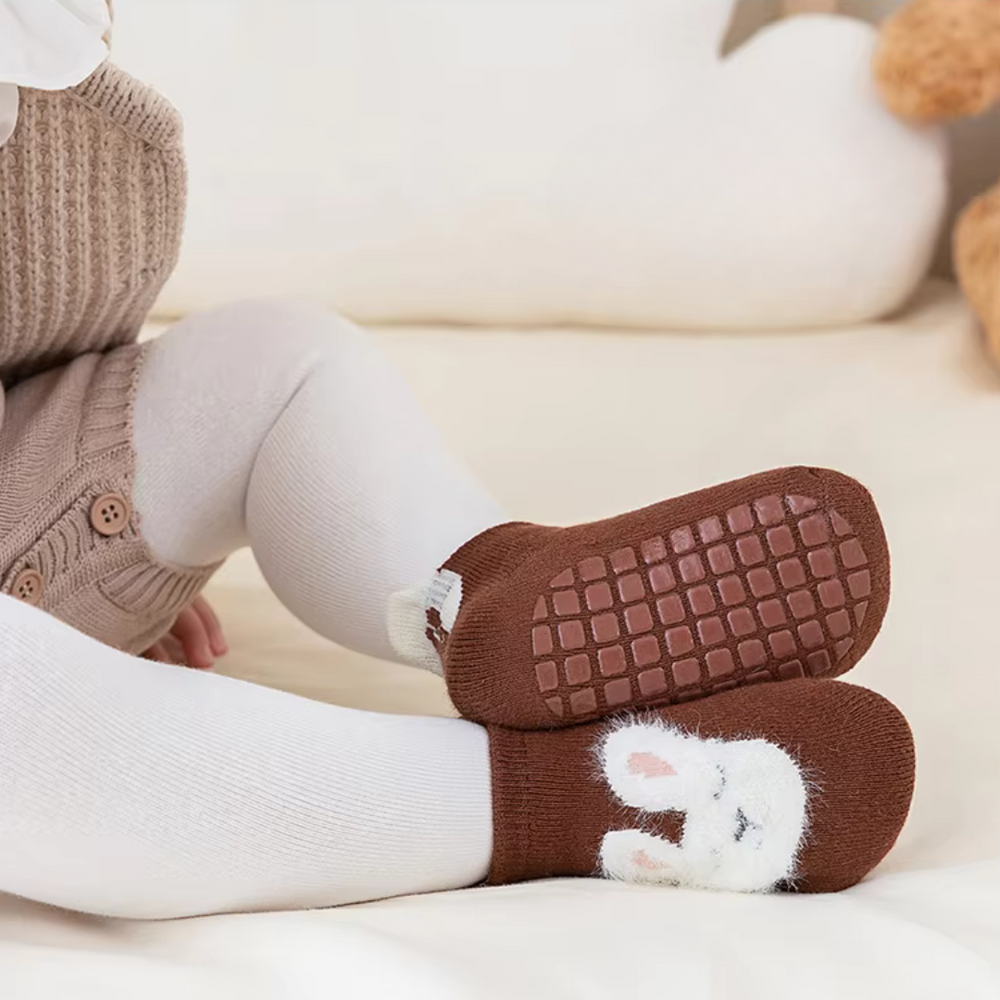 SnugSteps Baby & Peuter Anti-Slip Sokjes – Warme Cartoon Sokken voor Veilig Lopen en Spelen