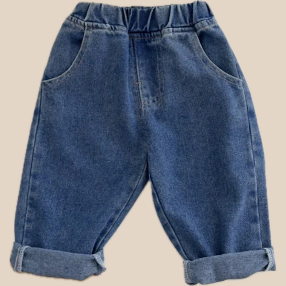 Relaxed Fit Jeans - Unisex, Blauw/Zwart/Abrikoos, Katoen, Denim, 0-5 Jaar