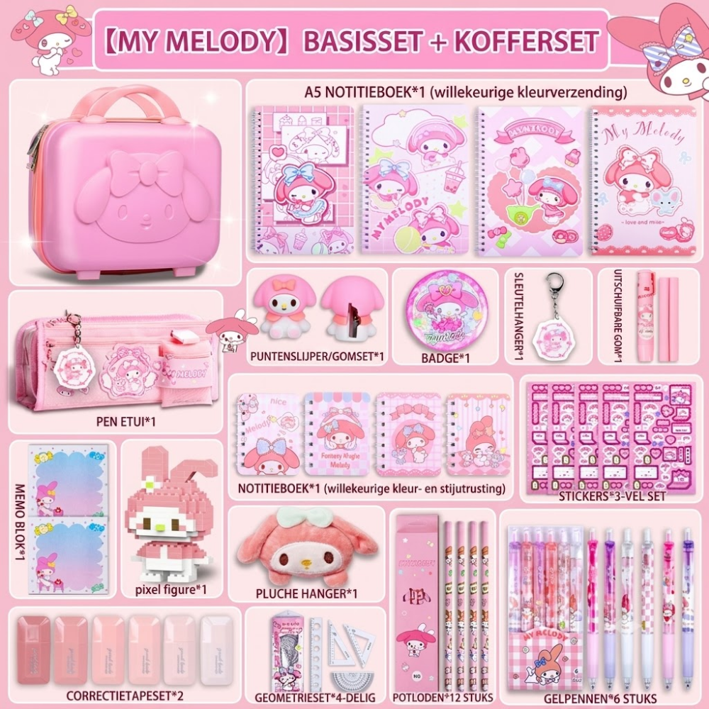 Schoolspullen-cadeauset voor kinderen met koffer