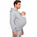 Heren hoodie met babybuidel van katoen – capuchon, lange mouwen, ruimvallend | draagtrui voor papa