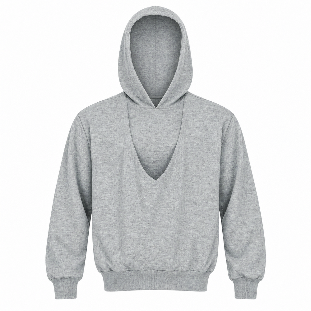 Heren hoodie met babybuidel van katoen – capuchon, lange mouwen, ruimvallend | draagtrui voor papa