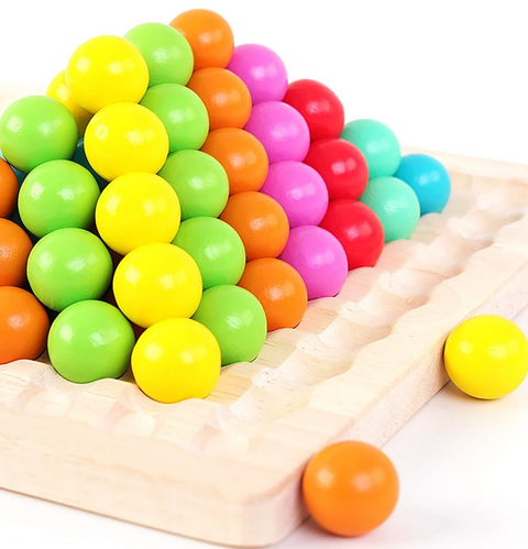 Montessori Houten Kralenspel – Educatief Denk- & Kleuren Match Spel voor Kinderen (4+)