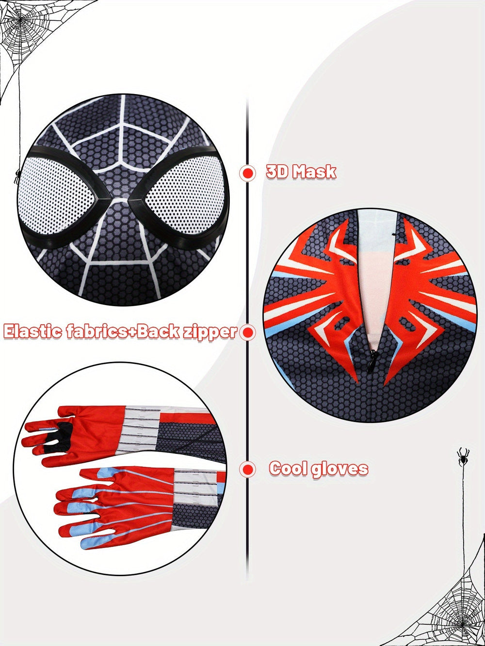 Superhelden Kostuum Kind – Comfortabel Stretchpak met Masker & Handschoenen | HeroMorph Verkleedpak voor Jongens – Perfect voor Carnaval, Halloween & Rollenspel