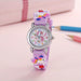 Kinderhorloge met eenhoorn en analoge wijzers – quartz, PVC-band, klokkijken leren | polshorloge