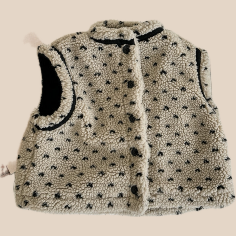 Sherpa Bodywarmer - CuddleNest Meisjes, Beige/Grijs, Katoen, Maat 0-6 Jaar