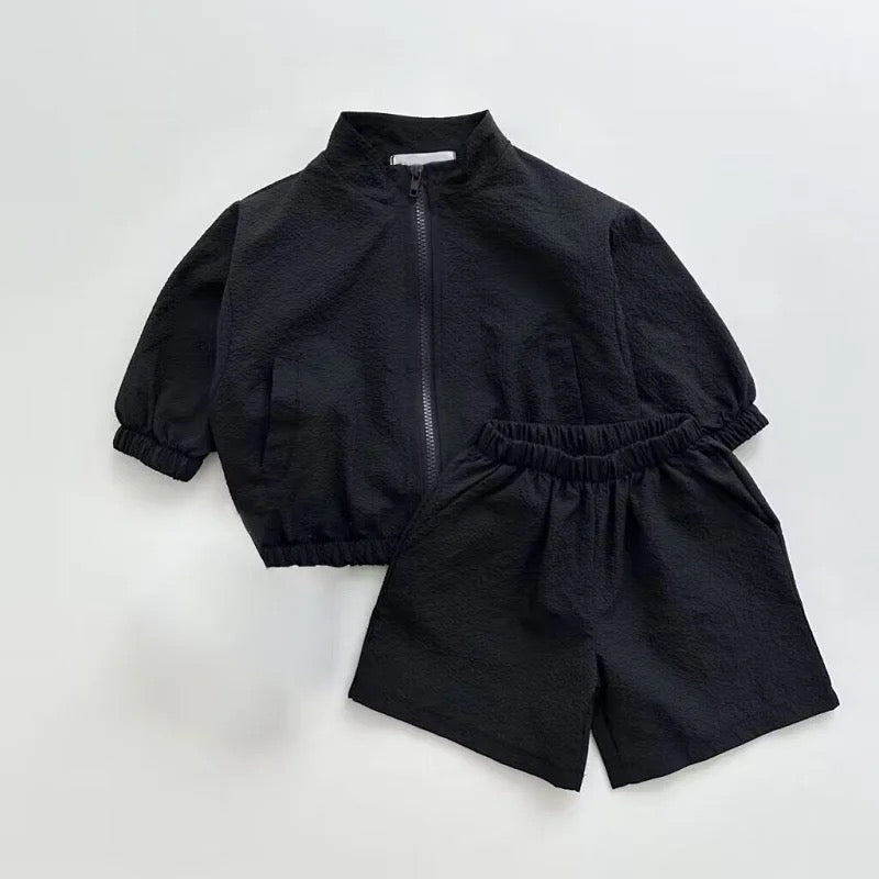 Trendy Kinder Bomber Outfit - Baby Peuter Kleuter Kinderen, Zwart/Wit, Katoen, Maat 0-5 Jaar