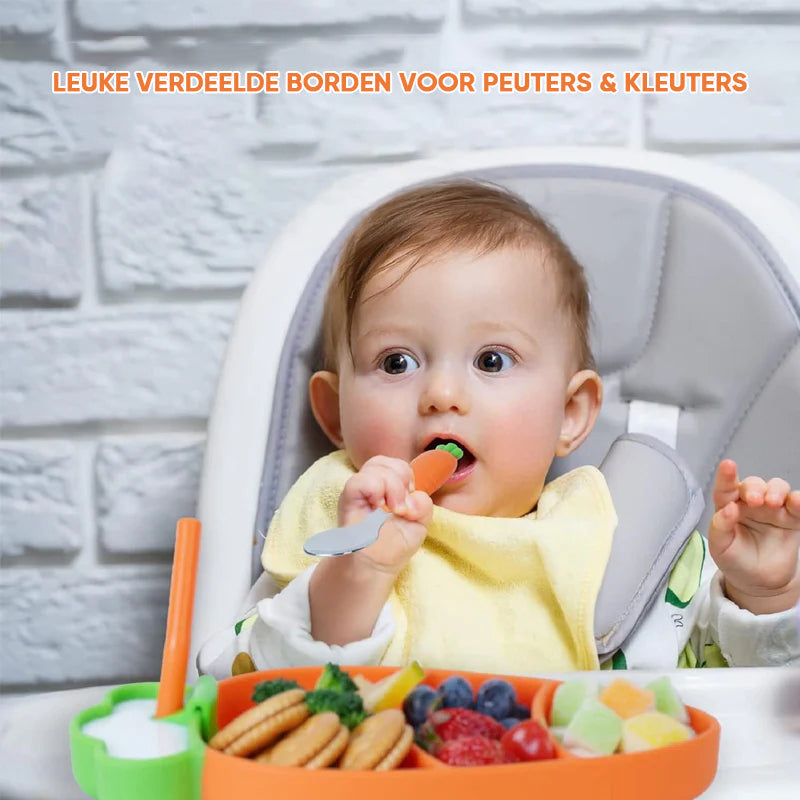 Baby Bord Zuignap – Siliconen Peuterbord met Vakjes