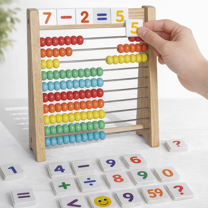 Houten Rekenspel voor Kinderen – Montessori Telbord met Magnetische Schijven & Krijtbord | Eduvia RekenRond
