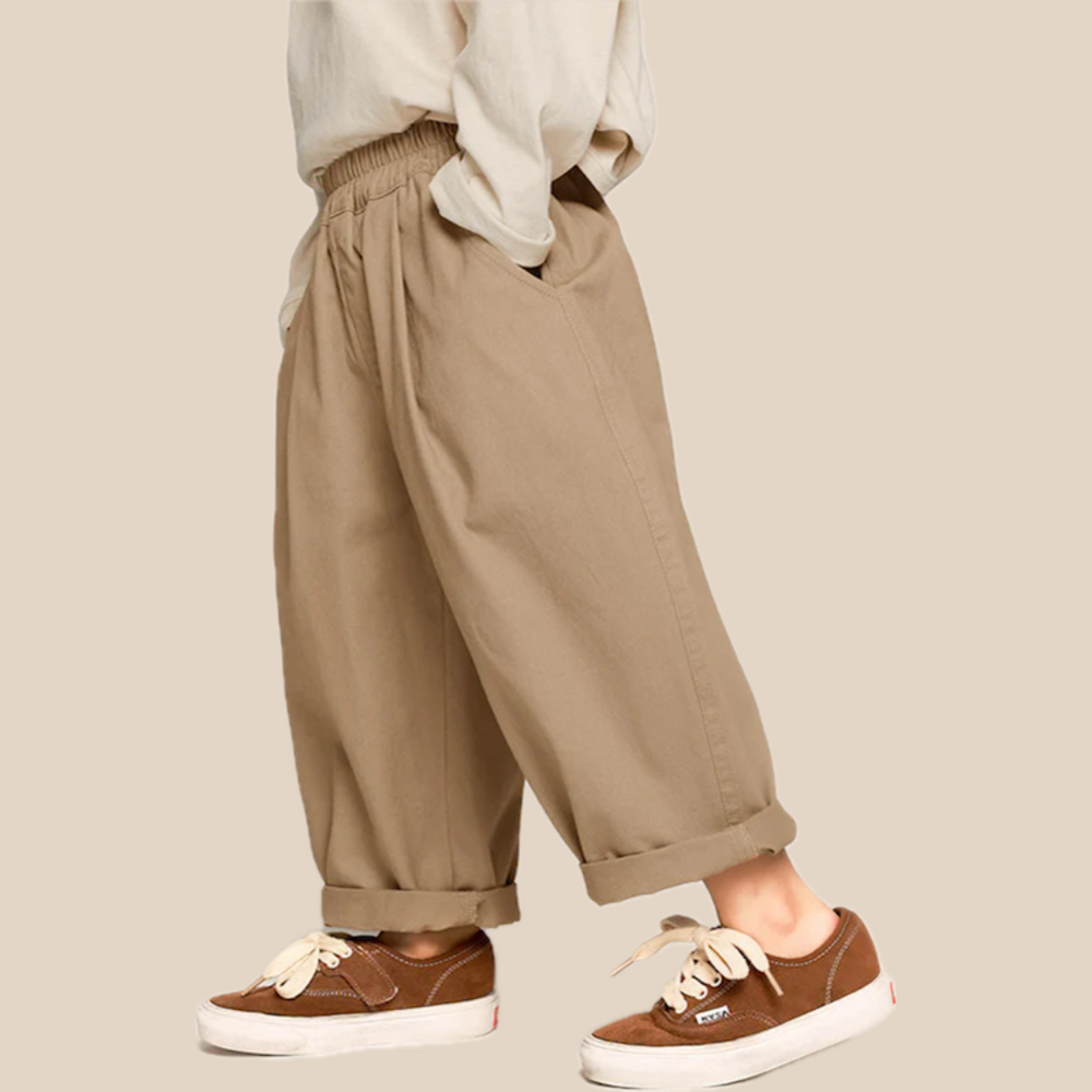 Broek - Dean Unisex, Khaki/Grijs, Katoen, Maat 2-7 Jaar