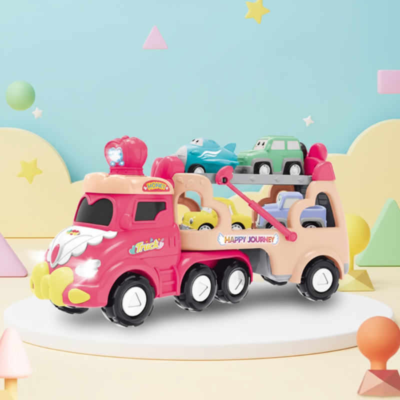 5-in-1 Dinosaurus Vrachtwagen Speelset – Transporttruck met Licht, Geluid & Mini Dino's