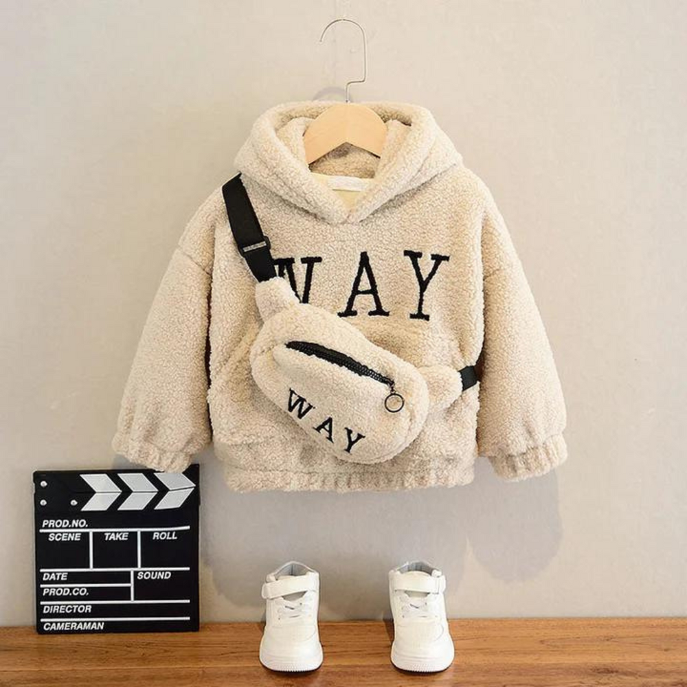Comfy Combi Teddy Sweater voor Kinderen – Warme Kindertrui met Bijpassende Schoudertas 2-7 Jaar