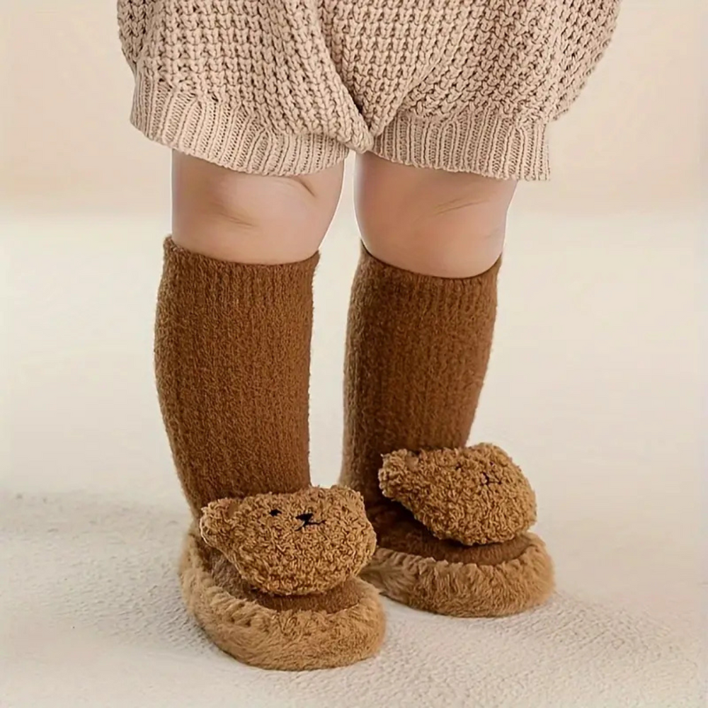Beary Socks Kinder Slofsokken – Warme Pluche Sokken met Teddybeer & Antislip